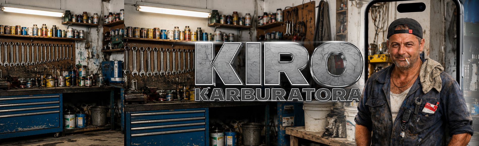 Kiro Karburatora in his garage